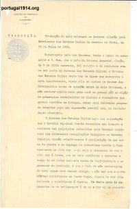 Legação de Portugal na Alemanha - Tradução da nota entregue ao Governo allemão pelo Embaixador dos Estados Unidos da America do Norte