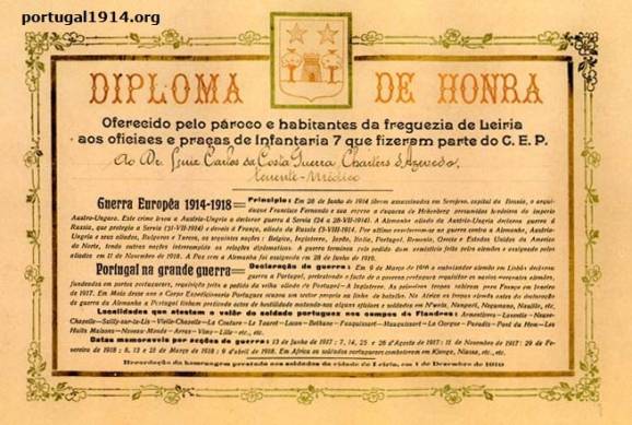 Diploma de Honra oferecido ao Tenente – Médico Luís Carlos da Costa Charters d´Azevedo