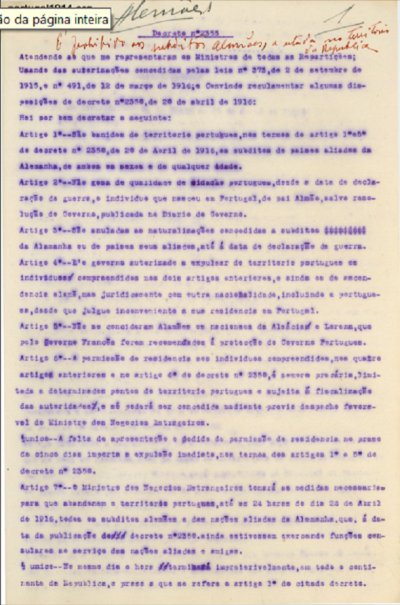 Súbditos alemães no território da República - Dec. 2355