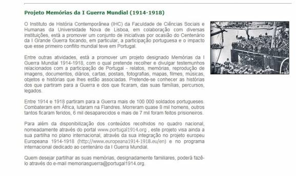 A Embaixada de Portugal em Argel recorda as evocações do Centenário da I Guerra Mundial