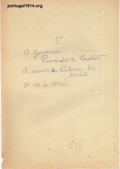 O Governo de Pimenta de Castro e a Revolução de 14 de Maio