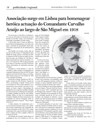 Associação recorda a actuação do Comandante Carvalho Araújo