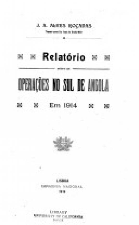 Relatório sobre as operações no sul de Angola em 1914
